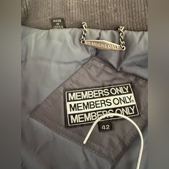 Members Only Collared Bomber Jacket Gray Lightweight Full Zip Flap Pocket Men 42 - Picture 7 of 10
